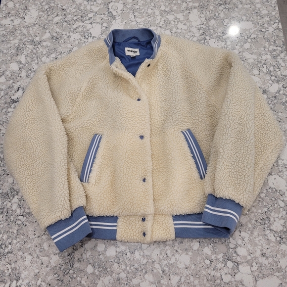 Wrangler Free People Sherpa Bomber Jacket Women's Medium Cozy - Picture 2 of 9